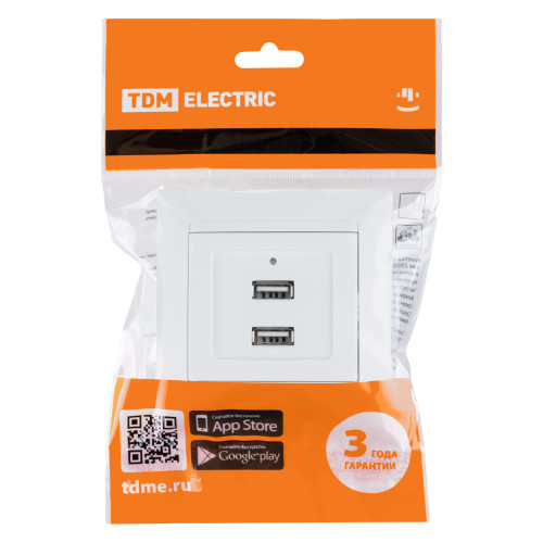 Розетка 2USB порт 2,1А 5В белая Розетка 2USB порт 2,1А 5В белая
