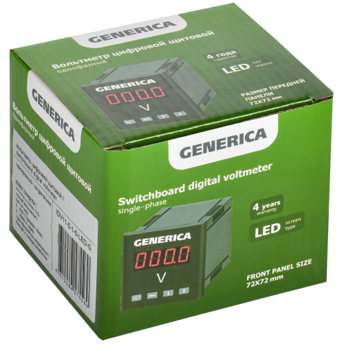Вольтметр цифровой щитовой однофазный 72х72мм LED GENERICA