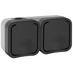 TORS Розетка 2-местная горизонтальная 16А IP55 TS122 графит IEK