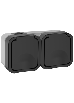 TORS Розетка 2-местная горизонтальная 16А IP55 TS122 графит IEK