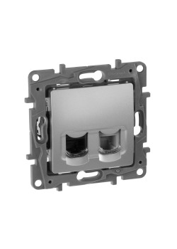 ETIKA Розетка двойная RJ11+RJ45 кат.5E UTP алюминий
