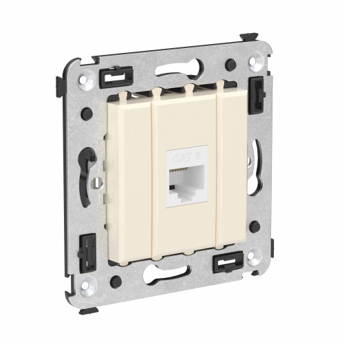 Компьютерная розетка RJ-45 без шторки в стену, кат.6 одинарная, Avanti, ванильная дымка Компьютерная розетка RJ-45 без шторки в стену, кат.6 одинарная, Avanti, ванильная дымка
