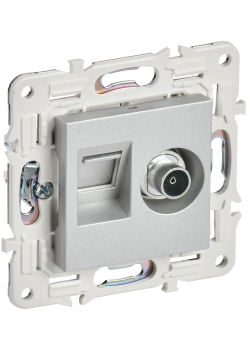 SKANDY Розетка двойная TV+RJ45 кат.5E SK-A14S серебряный IEK