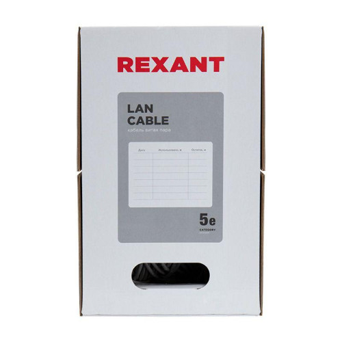 Кабель витая пара U/UTP кат.5E 2х2х24AWG solid CU PVC сер. (м) Rexant 01-0023 Кабель витая пара U/UTP кат.5E 2х2х24AWG solid CU PVC сер. (м) Rexant 01-0023