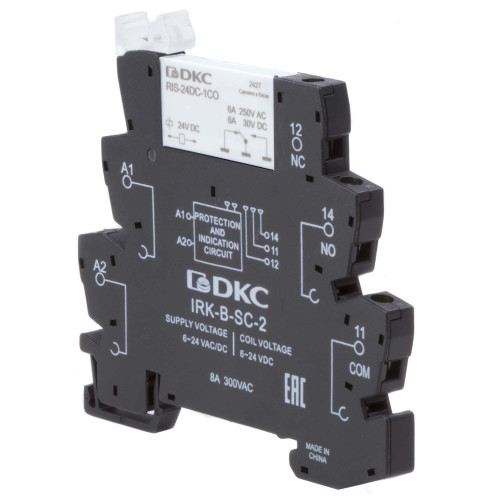 Реле интерфейсное, 1CO, ком. ток 6А, AgSnO2, напряжение 24V AC/DC, винтовые клеммы.