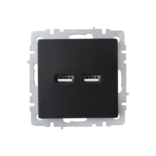 BRITE Розетка USB A+A 5В 3,1А РЮ10-1-БрЧ черный IEK BRITE Розетка USB A+A 5В 3,1А РЮ10-1-БрЧ черный IEK