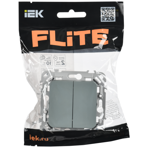 FLITE Выключатель 2-клавишный 10А ВС12-1-0-ФлС серый IEK FLITE Выключатель 2-клавишный 10А ВС12-1-0-ФлС серый IEK