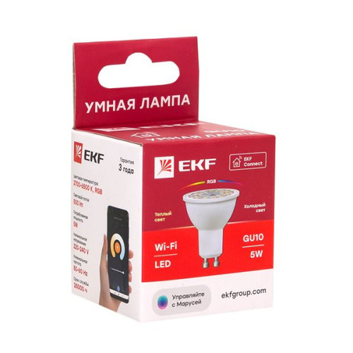 Умная лампа GU10 EKF Connect RGBW
