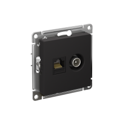ATLASDESIGN РОЗЕТКА двойная ТВ + компьютерная RJ45 кат. 5e, механизм, КАРБОН