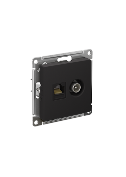 ATLASDESIGN РОЗЕТКА двойная ТВ + компьютерная RJ45 кат. 5e, механизм, КАРБОН
