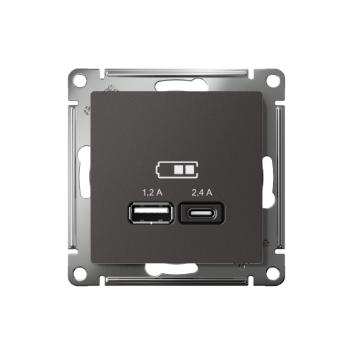 ATLASDESIGN USB РОЗЕТКА А+С, 5В/2,4А, 2х5В/1,2А, механизм, БАЗАЛЬТ ATLASDESIGN USB РОЗЕТКА А+С, 5В/2,4А, 2х5В/1,2А, механизм, БАЗАЛЬТ