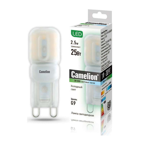 Лампа светодиодная LED2.5-G9-SL/845/G9 2.5Вт капсульная 4500К бел. G9 220лм 220-240В Camelion 12024