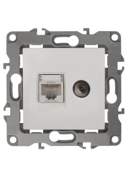 Розетка компьютерная + телевизионная Эра12 12-3110-01 RJ45 + TV IP20 бел. Эра Б0027441