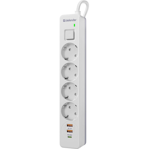 Сетевой фильтр Defender DFS 143 2м (4 розетки) белый (коробка) Сетевой фильтр Defender DFS 143 2м (4 розетки) белый (коробка)