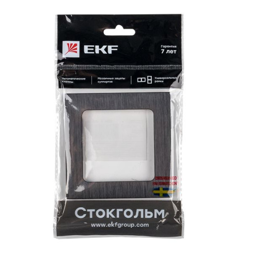 Стокгольм Рамка 1-местная металлическая черная EKF Стокгольм Рамка 1-местная металлическая черная EKF