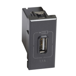 Axolute. Розетка USB для зарядки мобильных устройств 1,1А 230/5В. 1 модуль. Цвет Антрацит