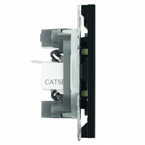Розетка TV + компьютерная RJ-45 (механизм), STEKKER, RST00-5106-05, серия Эмили, черный уголь, soft touch Розетка TV + компьютерная RJ-45 (механизм), STEKKER, RST00-5106-05, серия Эмили, черный уголь, soft touch