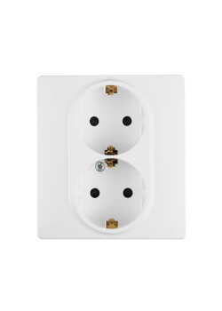 Розетка 2-м СП Etika 16А IP31 250В 2х2P+E с заземл. защ. шторки немецк. стандарт безвинт. клеммы бел. Leg 672233