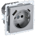 BRITE Розетка 1-местная с заземлением с защитными шторками 16А с USB A+C 18Вт РЮш11-1-БрА алюминий IEK