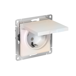 ATLASDESIGN РОЗЕТКА с заземлением со шторками с крышкой, 16А, IP20, механизм, ЖЕМЧУГ