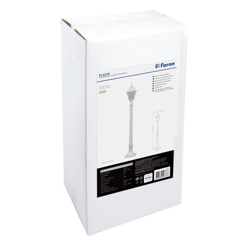 Светильник садово-парковый Feron 4210/PL4210 столб 100W E27 230V, белый Светильник садово-парковый Feron 4210/PL4210 столб 100W E27 230V, белый