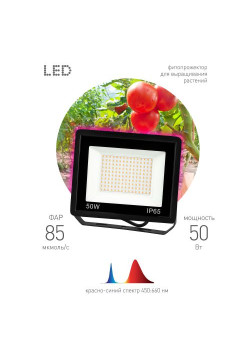 Прожектор светодиодный для растений FITO-50W-RB-LED 50Вт IP65 для цветения и плодоношения красно-синего спектра ЭРА Б0046368