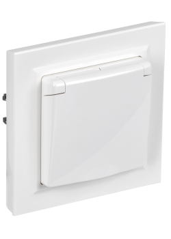 BRITE Розетка 1-местная с заземлением с защитными шторками и крышкой 16А IP44 в сборе РСбш10-3-44-БрБ белый