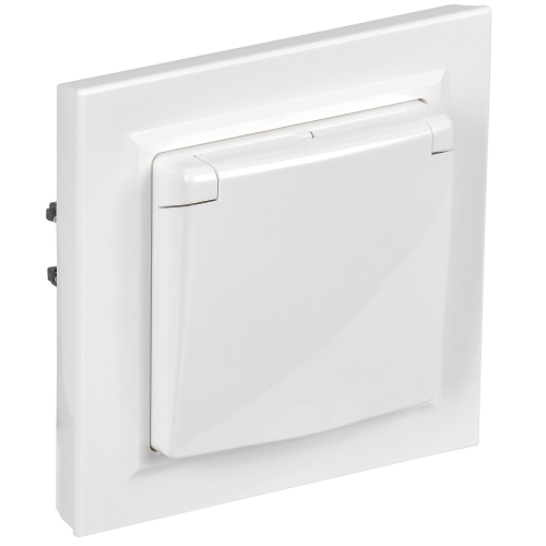 BRITE Розетка 1-местная с заземлением с защитными шторками и крышкой 16А IP44 в сборе РСбш10-3-44-БрБ белый