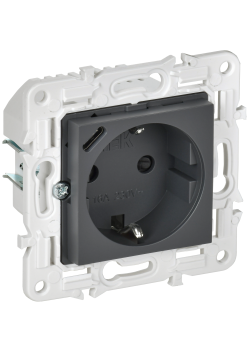 SKANDY Розетка с заземлением с защитными шторками 16А с USB C 18Вт SK-R17T титан IEK