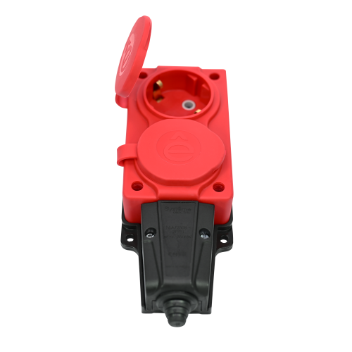 MULTISET Колодка 2х розетка 2К+З каучуковая 16 А/250 В IP44 КРАСНАЯ MULTISET Колодка 2х розетка 2К+З каучуковая 16 А/250 В IP44 КРАСНАЯ