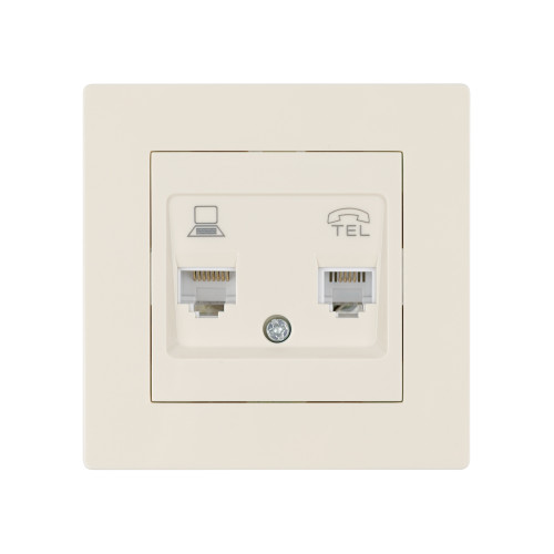 Розетка телефонная RJ11 + компьютерная RJ45 сл. кость Розетка телефонная RJ11 + компьютерная RJ45 сл. кость