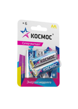 Элемент питания алкалиновый AA/LR6 BP-6 (блист.6шт) КОСМОС KOCLR6BL6