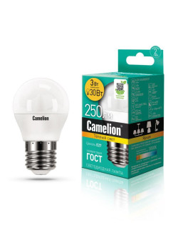 Лампа светодиодная LED3-G45/830/E27 3Вт шар 3000К тепл. бел. E27 245лм 220-240В Camelion 11374
