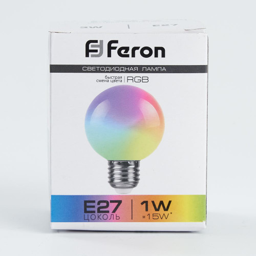 Лампа светодиодная Feron LB-37 Шарик матовый E27 1W 230V RGB быстрая смена цвета Лампа светодиодная Feron LB-37 Шарик матовый E27 1W 230V RGB быстрая смена цвета