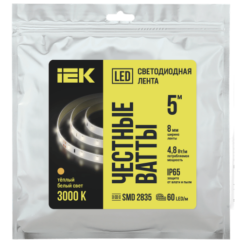 Лента светодиодная 5м LSR-2835WW60-4,8-IP65-12В IEK Лента светодиодная 5м LSR-2835WW60-4,8-IP65-12В IEK