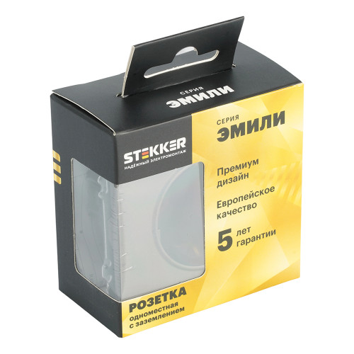 Розетка 1-местная с защитной шторкой с/з (механизм), STEKKER, 250В, 16А, серия Эмили, RST16-5110-09, антрацит, soft touch Розетка 1-местная с защитной шторкой с/з (механизм), STEKKER, 250В, 16А, серия Эмили, RST16-5110-09, антрацит, soft touch