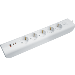Удлинитель 3х5м с заземл. 16А IP20 95 692 NPE-USB06-05-500-ESC-3X1-PD20W 2хUSB-C + USB-A с выкл. бел. NAVIGATOR 95692