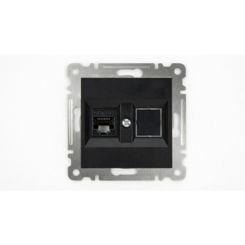 Розетка компьютерная 2-м Cat 5 СП 16А IP20 250В Karea механизм черн. Makel 57054035