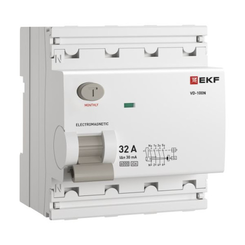 ВДТ ВД-100N 4P 32А 30мА A эл-мех 6кА PROXIMA EKF