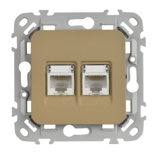 FLITE Розетка 2-местная компьютерная RJ45 категория 5Е UTP РК5е-2-0-ФлХ хаки IEK