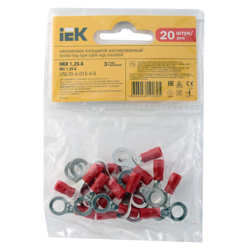 Наконечник НКИ 1,25-6 кольцо 0,5-1,5мм (20шт/упак) IEK