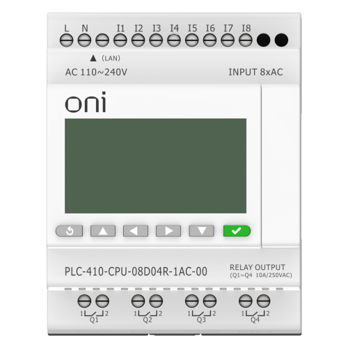 ПЛК 410 Модуль ЦПУ 8 DI 4 RO 220В AC с Ethernet портом с экраном ONI