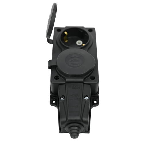 MULTISET Колодка 2х розетка 2К+З каучуковая 16 А/250 В IP44 ЧЁРНАЯ MULTISET Колодка 2х розетка 2К+З каучуковая 16 А/250 В IP44 ЧЁРНАЯ