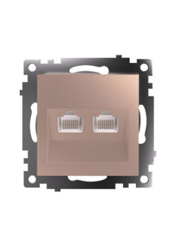 Розетка компьютерная 2-местная RJ-45 (механизм) STEKKER GLS00-7109-02, серия Катрин, шампань