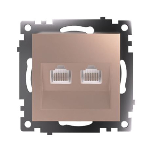 Розетка компьютерная 2-местная RJ-45 (механизм) STEKKER GLS00-7109-02, серия Катрин, шампань