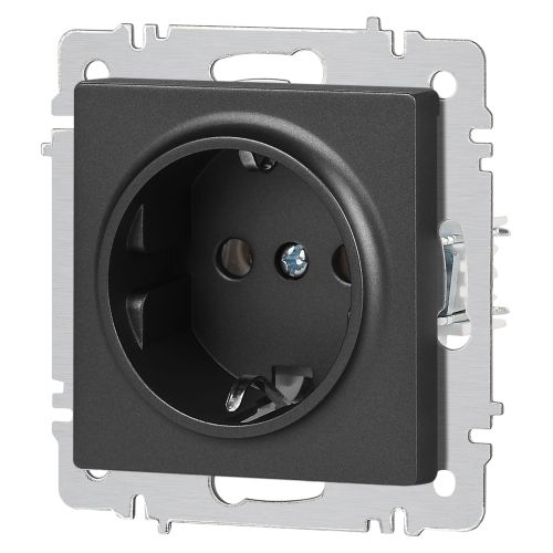 Розетка 1-м СП Accent 6-202-07 16А IP20 250В 2P+E Schuko графит Intro Б0063697 Розетка 1-м СП Accent 6-202-07 16А IP20 250В 2P+E Schuko графит Intro Б0063697
