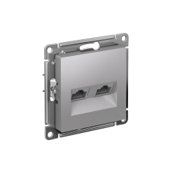 ATLASDESIGN РОЗЕТКА двойная компьютерная RJ45+RJ45 кат. 5e, механизм, АЛЮМИНИЙ