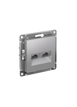ATLASDESIGN РОЗЕТКА двойная компьютерная RJ45+RJ45 кат. 5e, механизм, АЛЮМИНИЙ