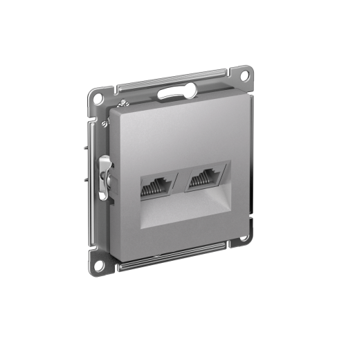 ATLASDESIGN РОЗЕТКА двойная компьютерная RJ45+RJ45 кат. 5e, механизм, АЛЮМИНИЙ