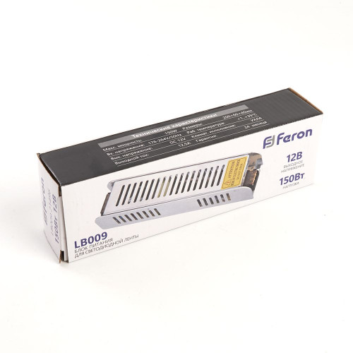 Трансформатор электронный для светодиодной ленты 150W 12V (драйвер), LB009 FERON Трансформатор электронный для светодиодной ленты 150W 12V (драйвер), LB009 FERON